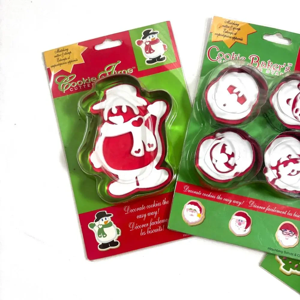 Vintage Hirschberg Shultz Cookie Baker’s Set 3 Snowman Tree Santa 1980s NOS